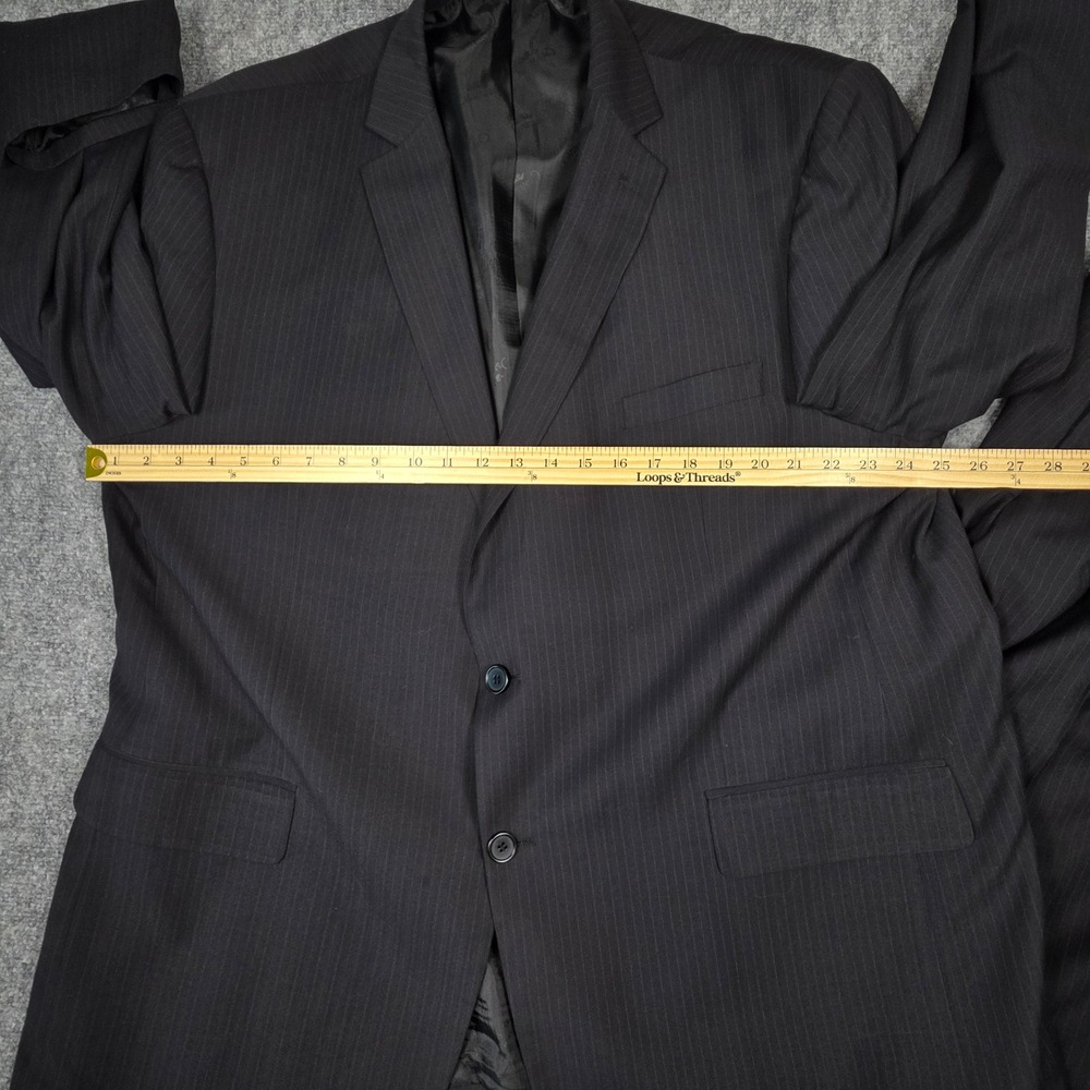 Carlo Lusso Suit Mens 52L Charcoal Grey Pinstripe 2-Piece Formal Set Big & Tall - Picture 7 of 16